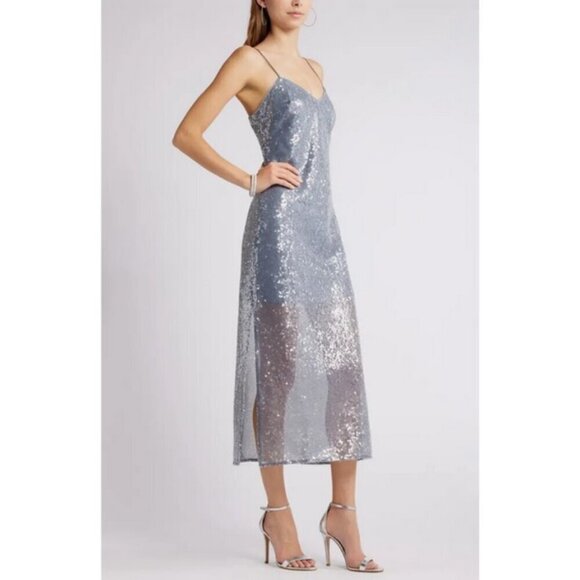 💕OPEN EDIT💕 Sequin Sleeveless Slipdress ~ Metallic Grey Folkstone XS NWT - Picture 3 of 16